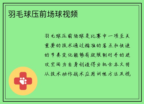 羽毛球压前场球视频